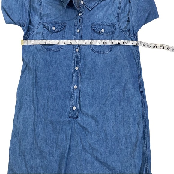 Indigo Rein Women Blue Chambray Button-Front Mini Shirt Dress Sz Sm Denim Pocket - Picture 12 of 14